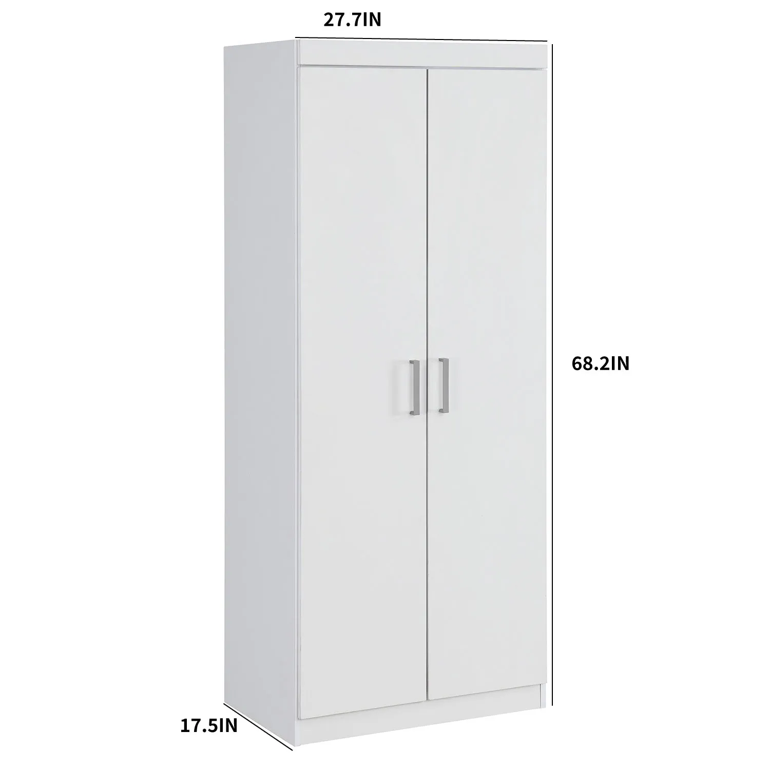 2-Door Storage Cabinet / Wardrobe Cabinet with Adjustable Shelf/Hanging Rod, Modern Simple Style Armoire Clothes Closet for Bedroom, White