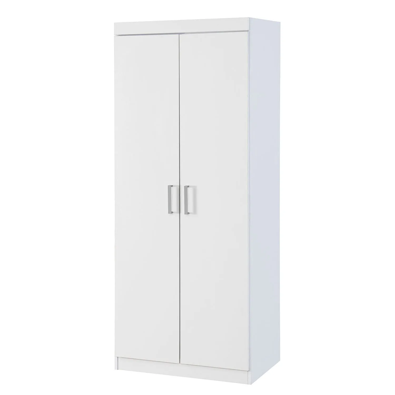 2-Door Storage Cabinet / Wardrobe Cabinet with Adjustable Shelf/Hanging Rod, Modern Simple Style Armoire Clothes Closet for Bedroom, White