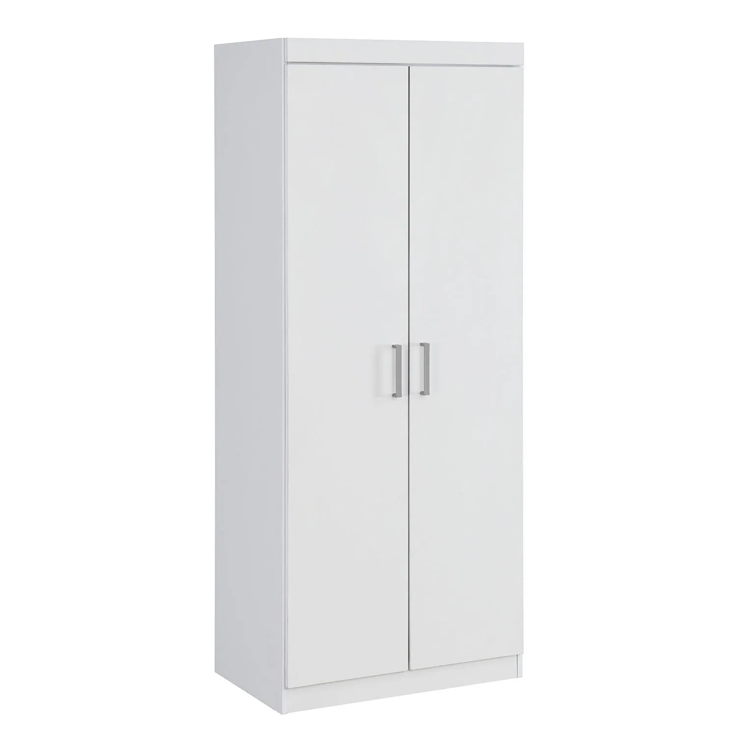 2-Door Storage Cabinet / Wardrobe Cabinet with Adjustable Shelf/Hanging Rod, Modern Simple Style Armoire Clothes Closet for Bedroom, White