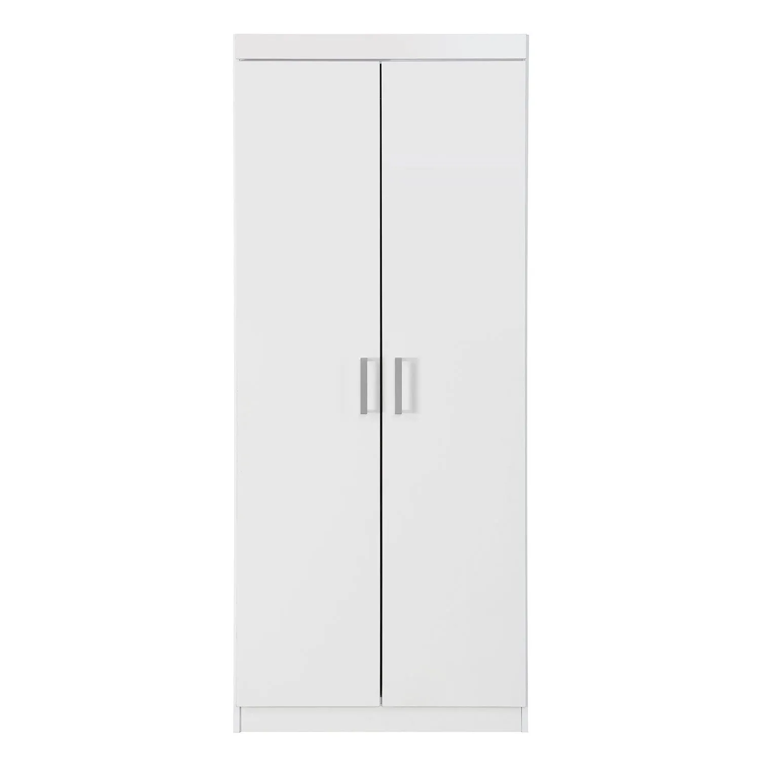 2-Door Storage Cabinet / Wardrobe Cabinet with Adjustable Shelf/Hanging Rod, Modern Simple Style Armoire Clothes Closet for Bedroom, White