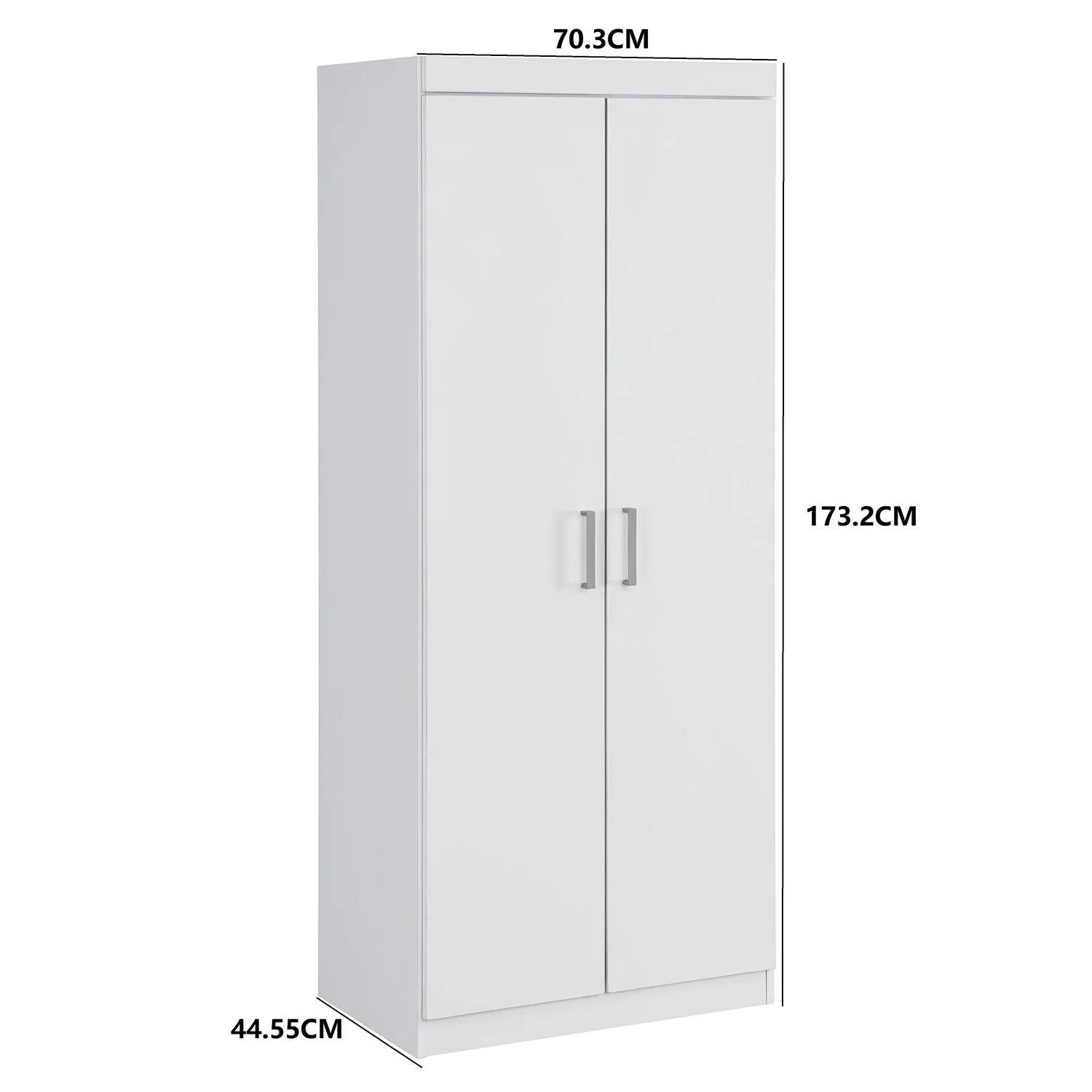 2-Door Storage Cabinet / Wardrobe Cabinet with Adjustable Shelf/Hanging Rod, Modern Simple Style Armoire Clothes Closet for Bedroom, White