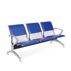 3 Seater Reception Bench-Partly Leather Blue