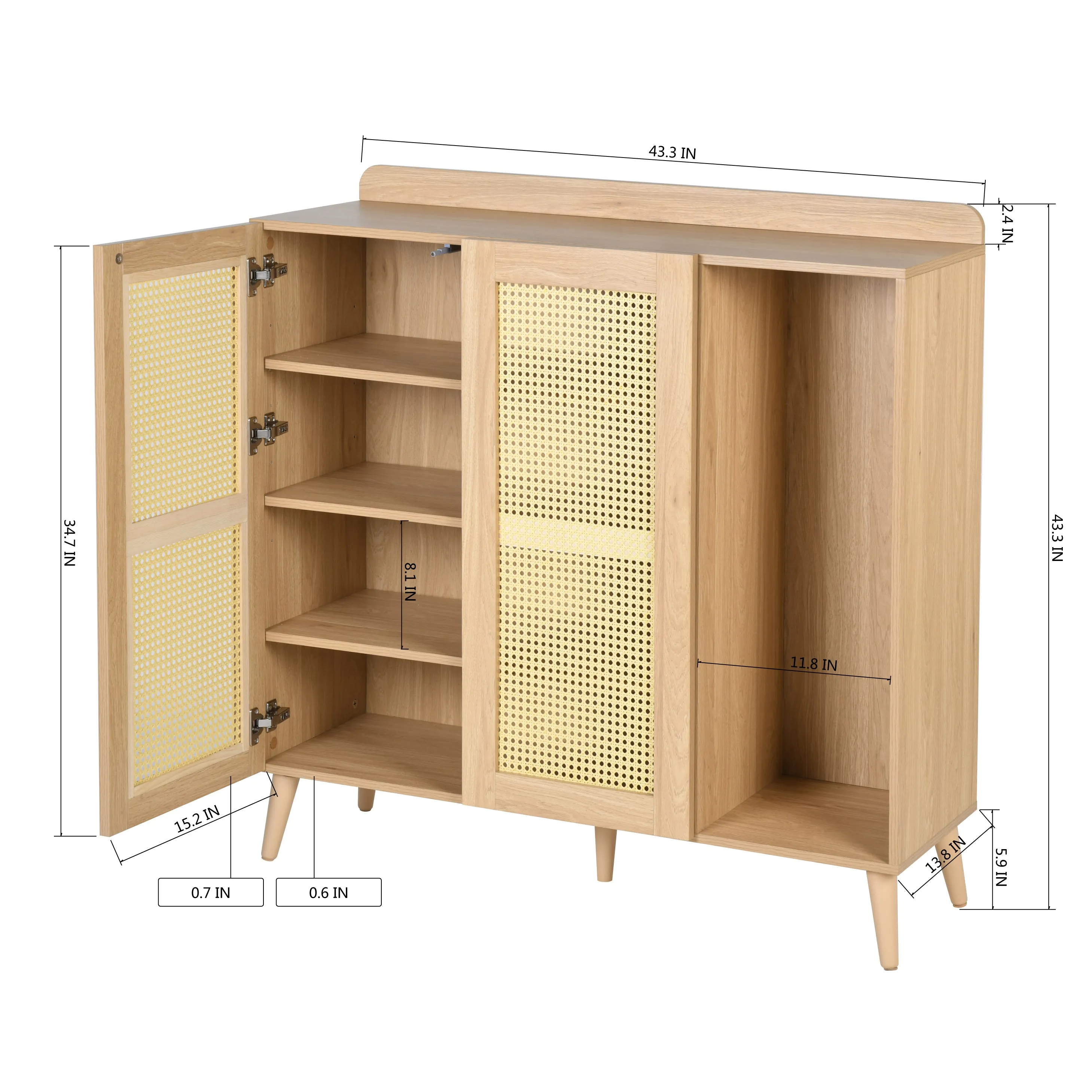 43'' Tall Accent Cabinet Chests with 2 Doors, Oak