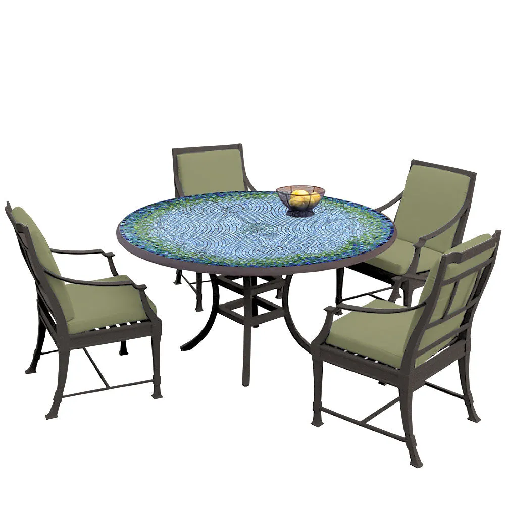 60" Round Mosaic Dining Table w/ Olympia Chairs Set with Espresso Frame