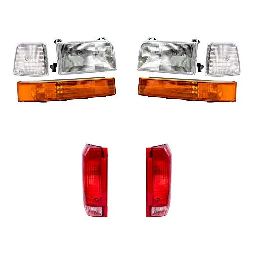 8 Pc Set Headlights, Taillights w/Park Signal Corner & Side Marker Lamps Replacement for Ford Bronco F150 F250 F350 Styleside Pickup Truck