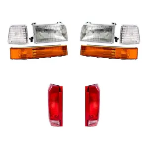 8 Pc Set Headlights, Taillights w/Park Signal Corner & Side Marker Lamps Replacement for Ford Bronco F150 F250 F350 Styleside Pickup Truck