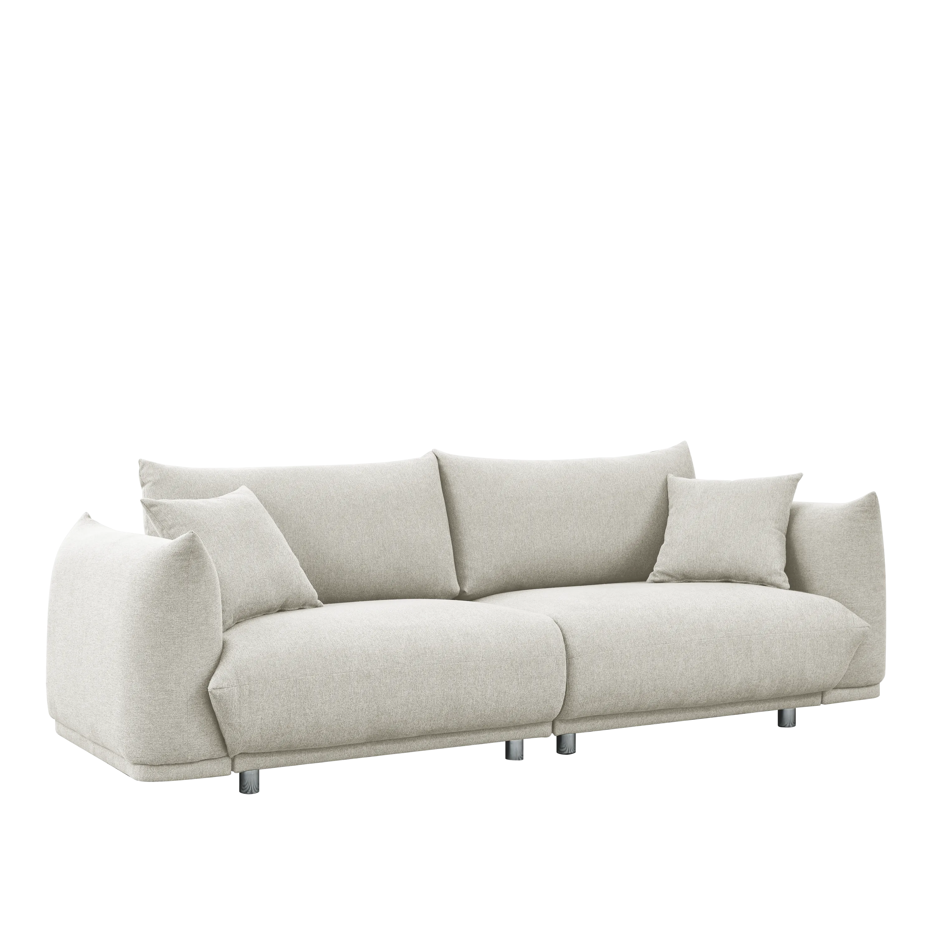 90.5'' Modern Couch for Living Room Sofa,Solid Wood Frame and Stable Metal Legs, 2 Pillows, Sofa Furniture for Apartment