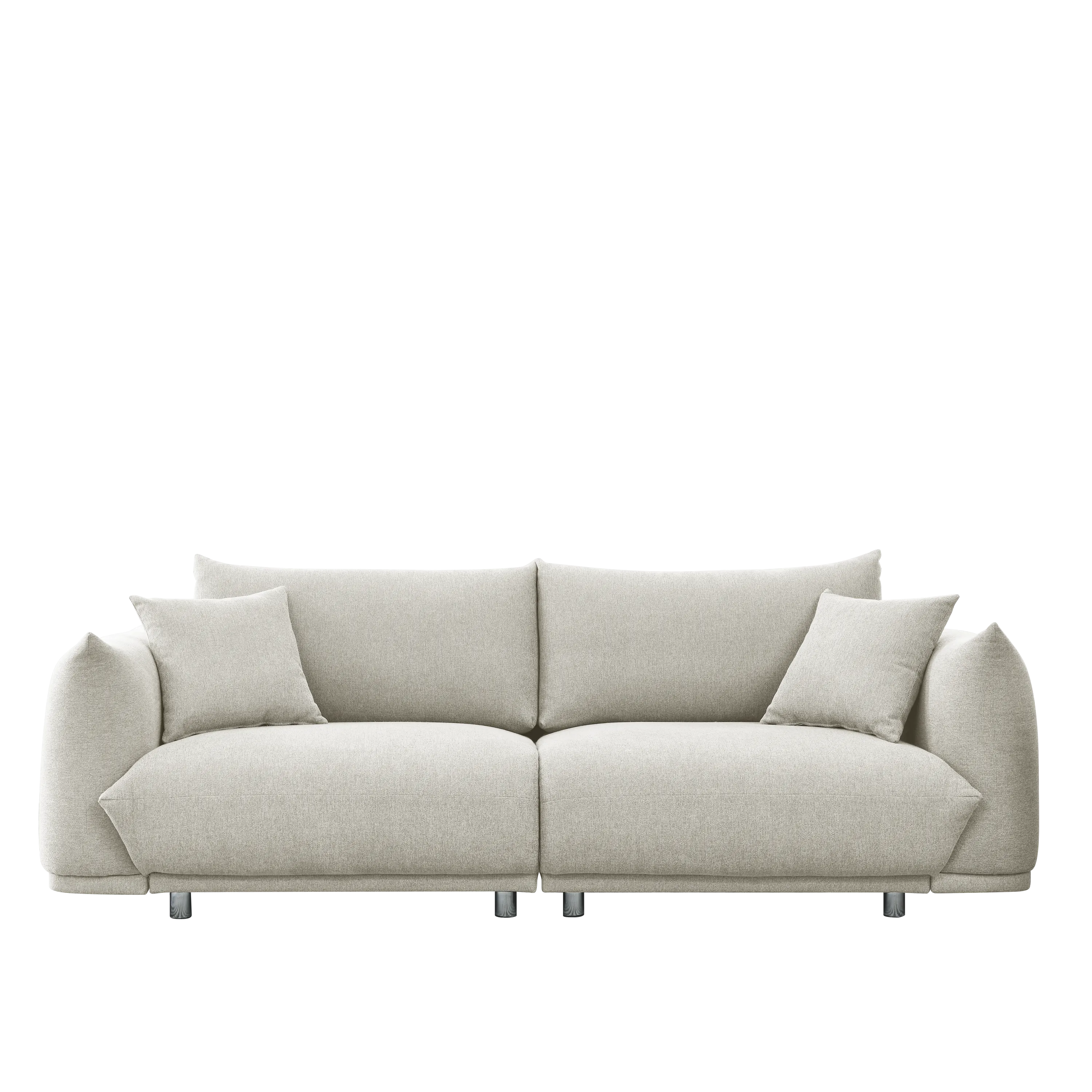 90.5'' Modern Couch for Living Room Sofa,Solid Wood Frame and Stable Metal Legs, 2 Pillows, Sofa Furniture for Apartment