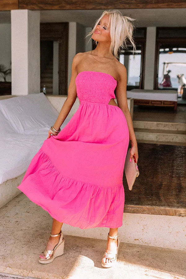 A Perfect Day Cut Out Midi In Hot Pink