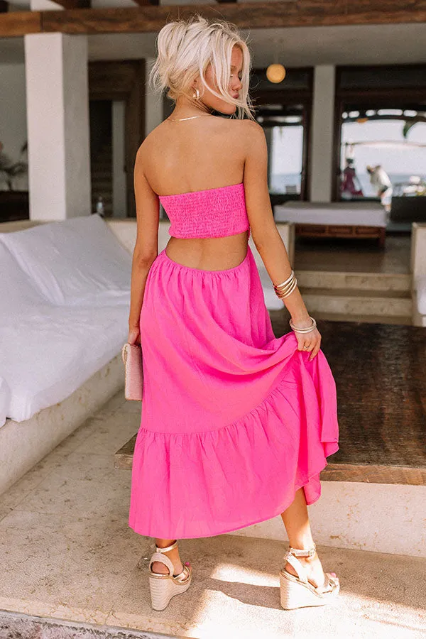 A Perfect Day Cut Out Midi In Hot Pink