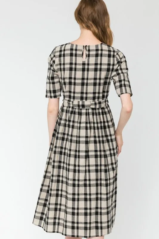 Aliah Plaid Midi Dress