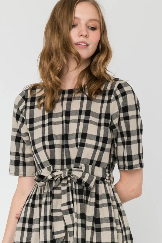 Aliah Plaid Midi Dress