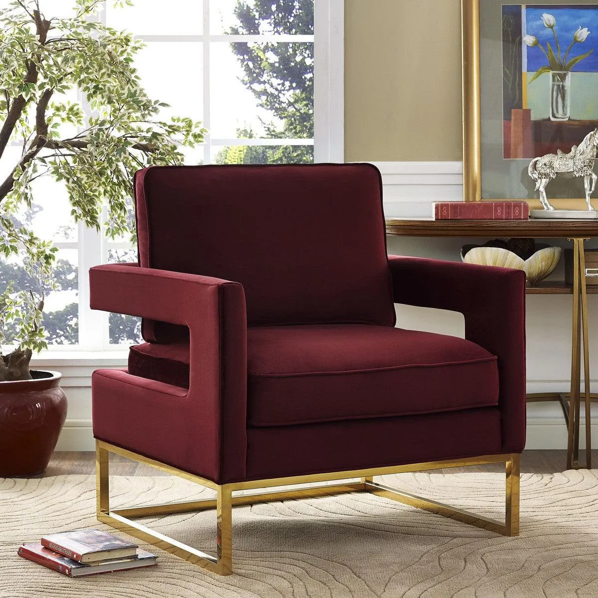 Annabelle Maroon Velvet Chair