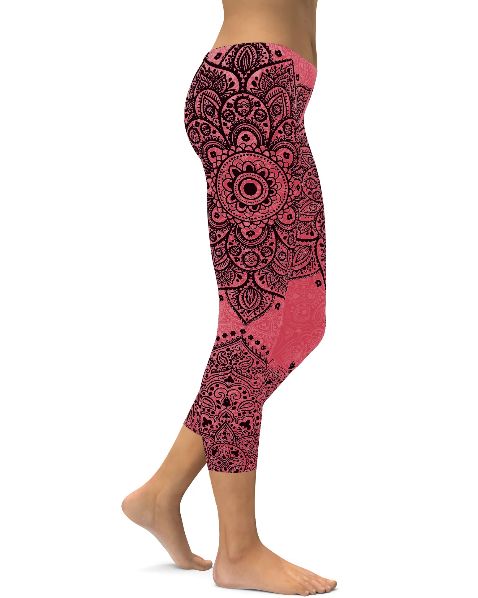 Baby Pink and Black Mandala Capris