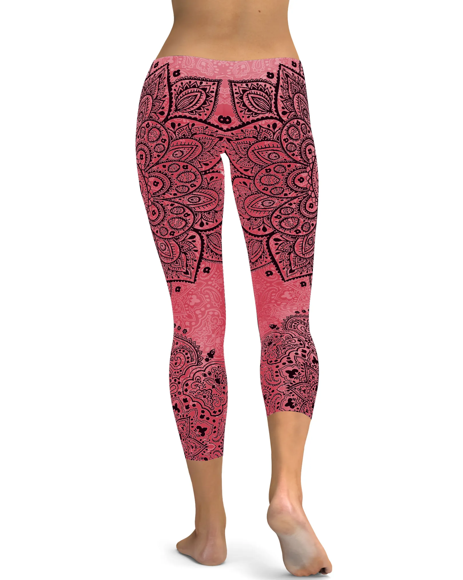 Baby Pink and Black Mandala Capris