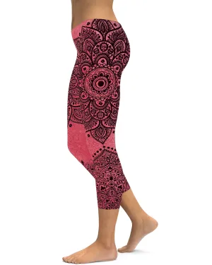 Baby Pink and Black Mandala Capris