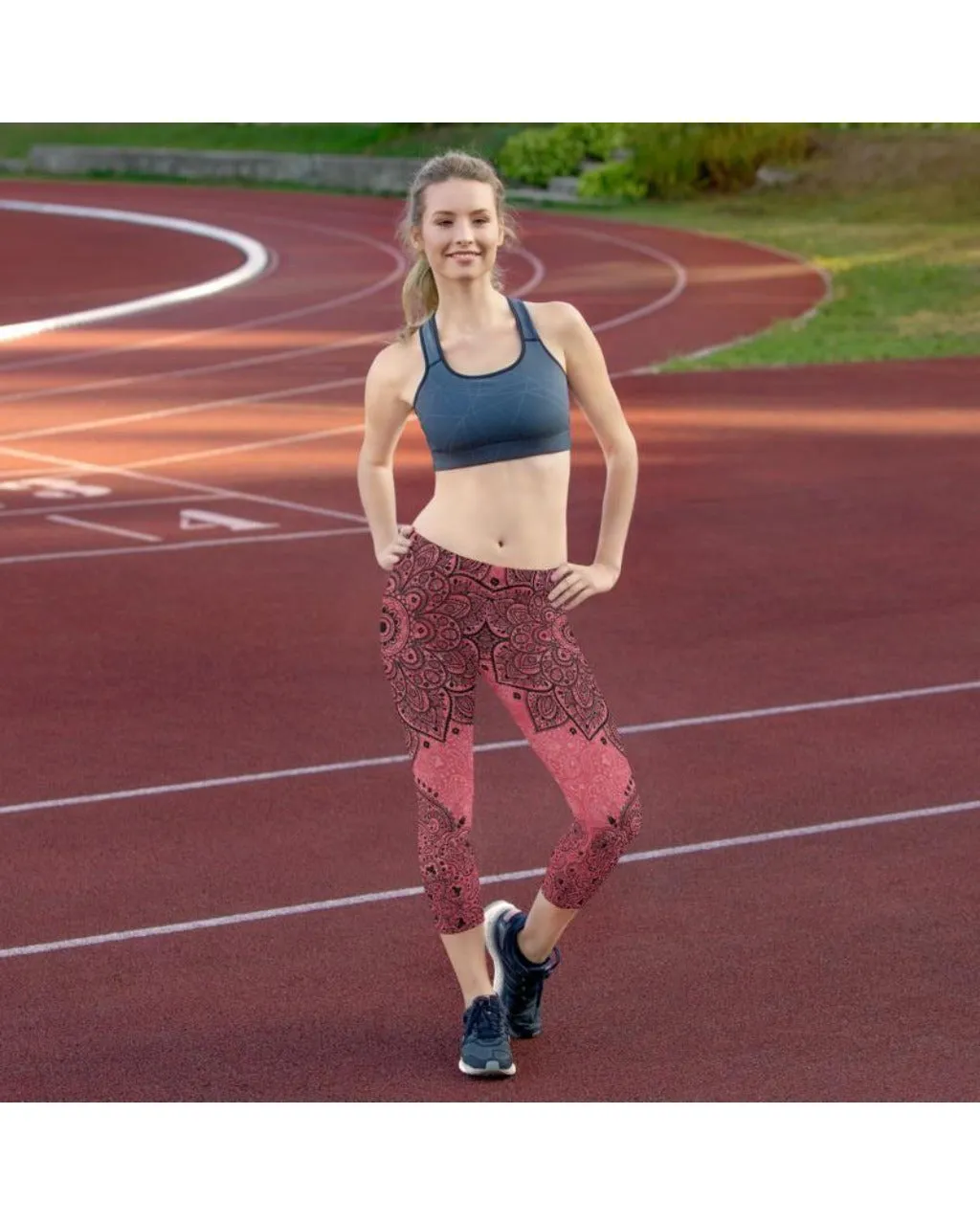 Baby Pink and Black Mandala Capris