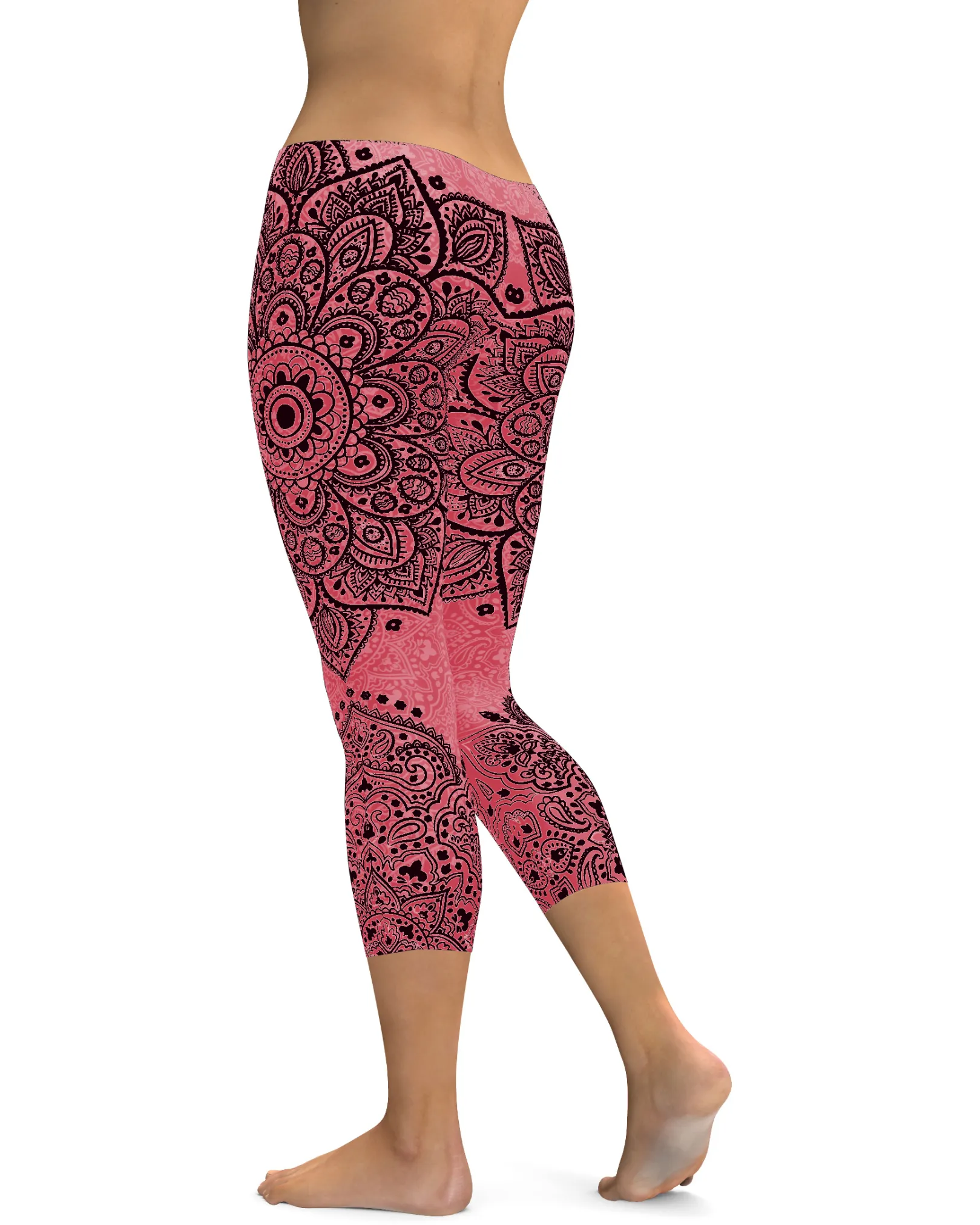 Baby Pink and Black Mandala Capris