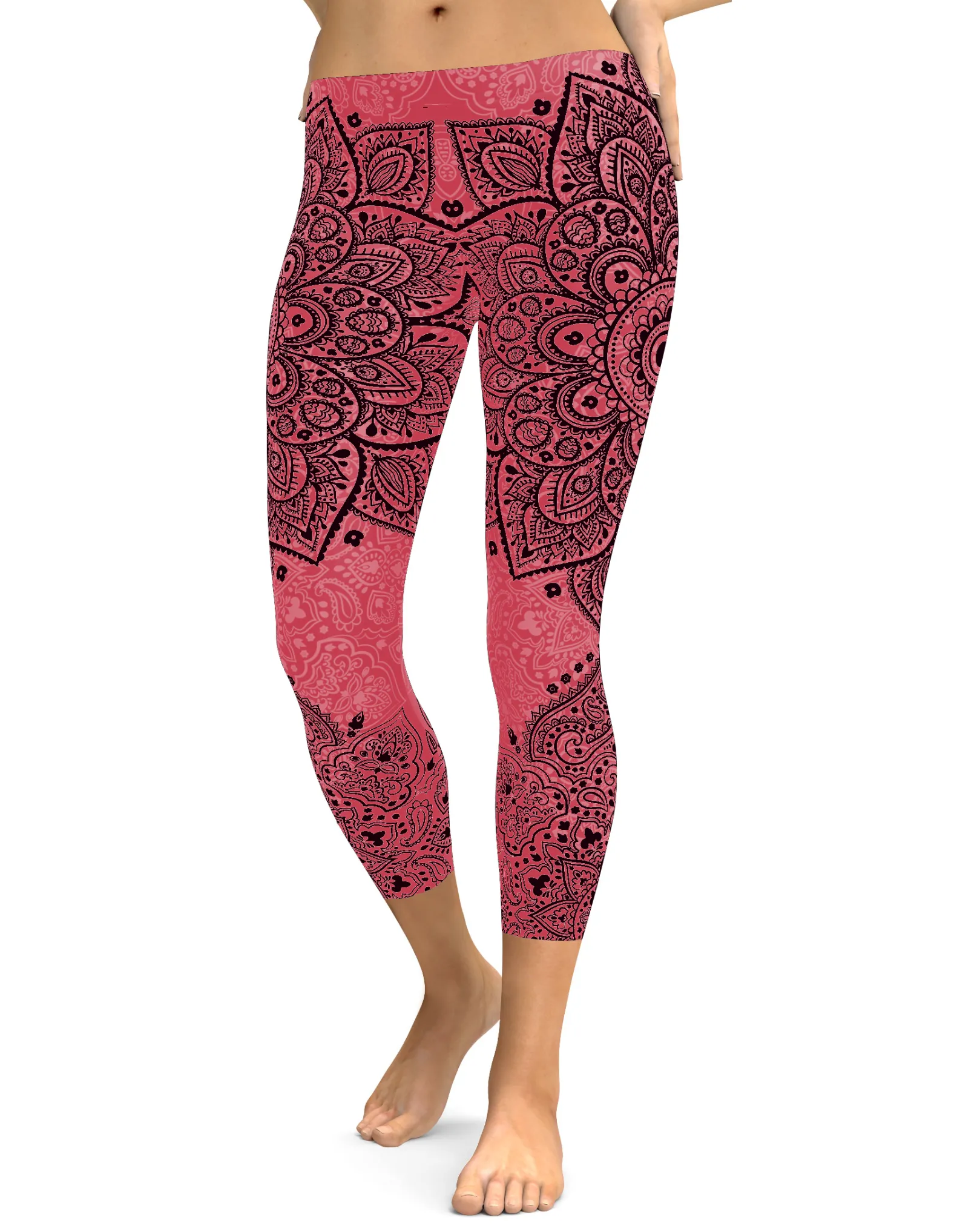 Baby Pink and Black Mandala Capris