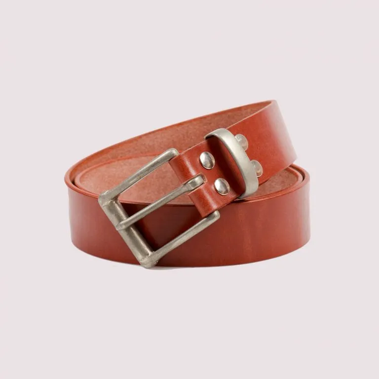 Barnes & Moore Garrison Belt - Chestnut/Nickel