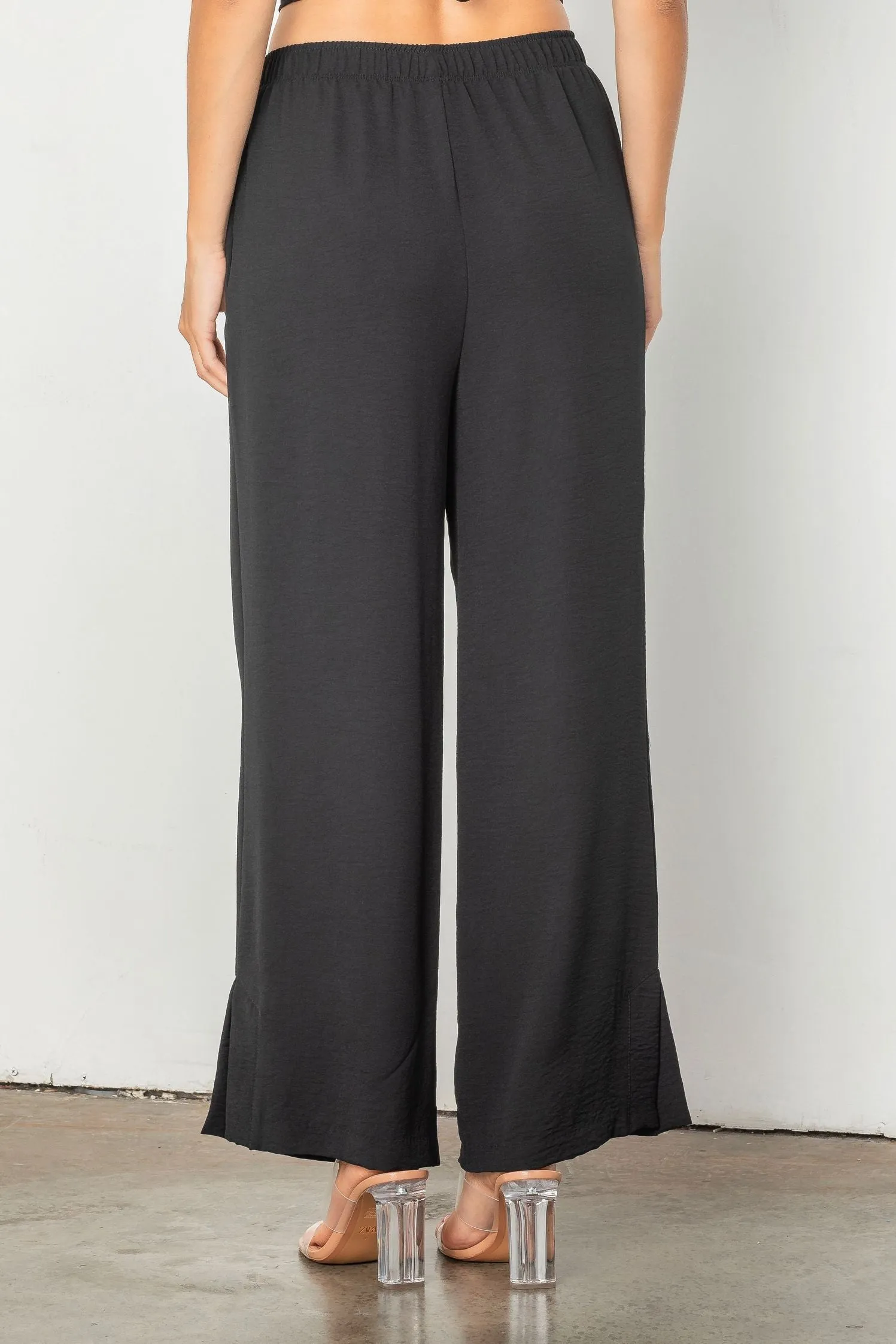 Black Pull Up Pant With Side Detail