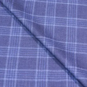 Blue Plaid Superfine Australian Wool Ermenegildo Zegna Cloth Suiting Fabric