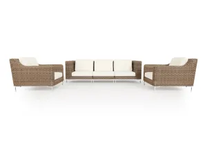 Brown Wicker Outdoor Sofa with Armchairs - 5 Seat