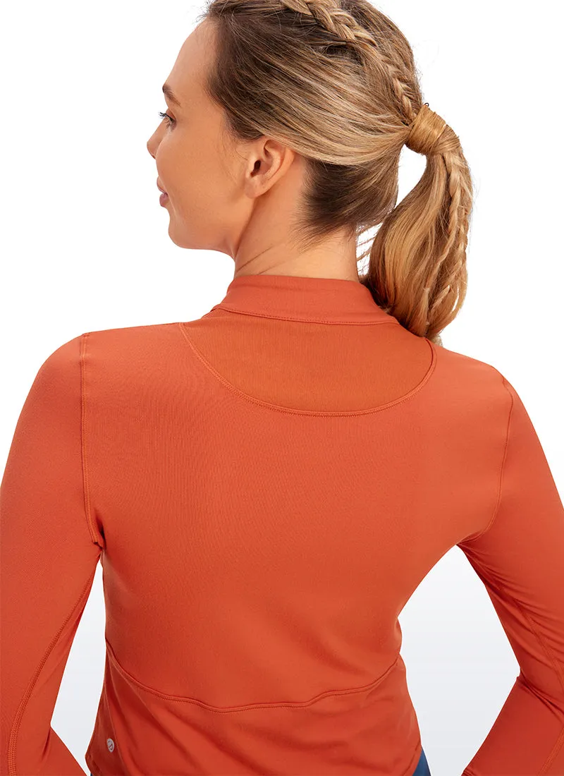 Brushed Half-Zip Long Sleeve Cropped