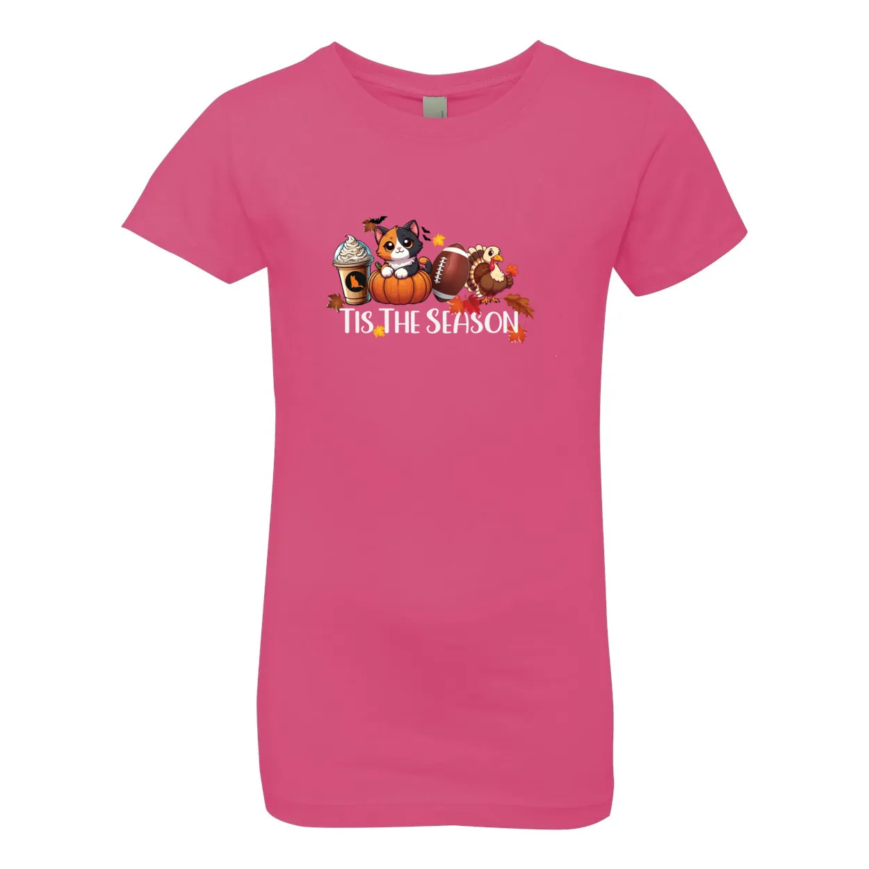 Calico Cat Tis The Season Fall Girls' The Princess Tee