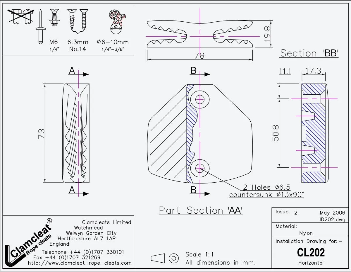 Clamcleat CL202 Horizontal