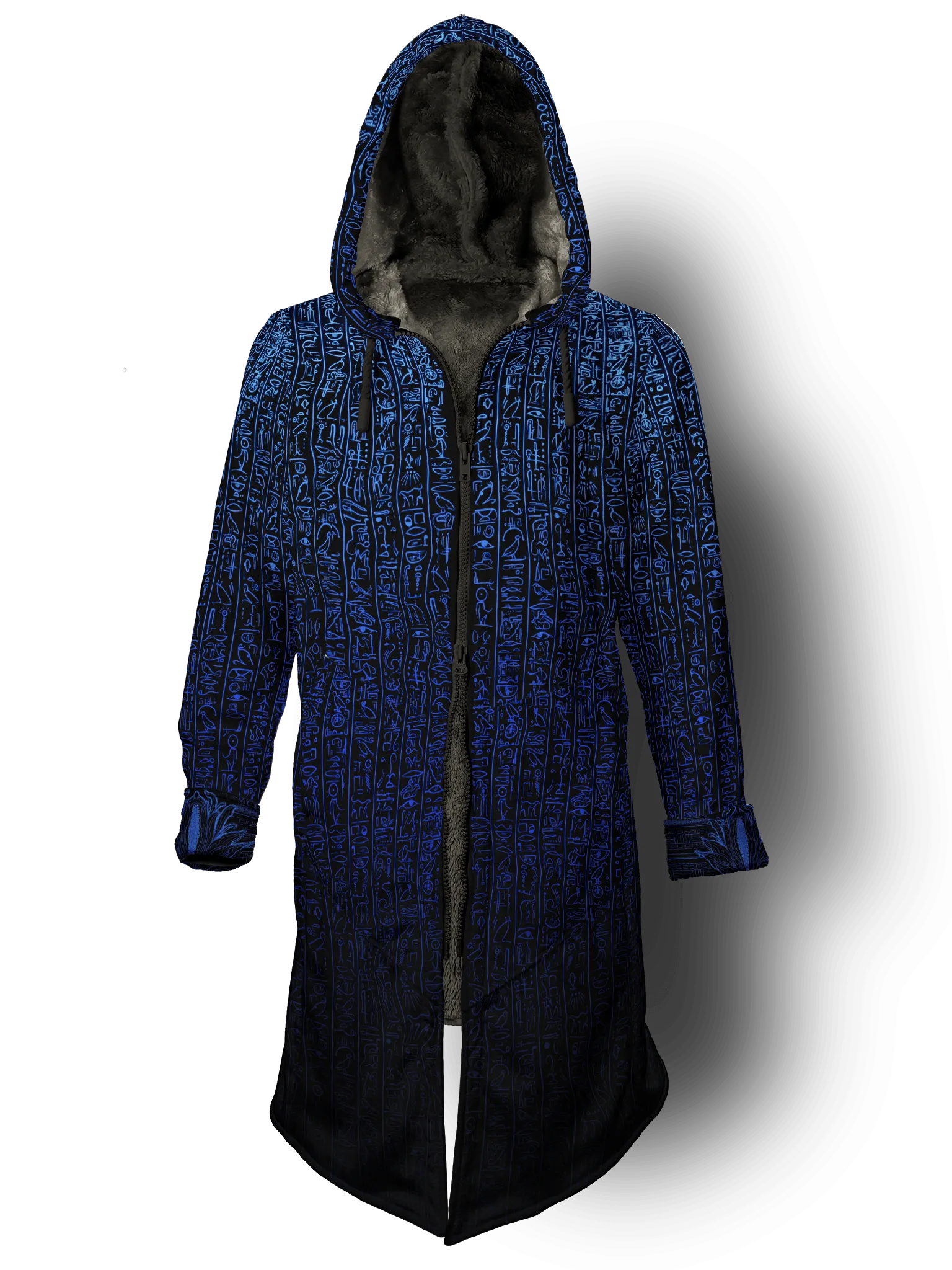 Egyptian Glyphs (Blue) Cyber Hooder Cloak