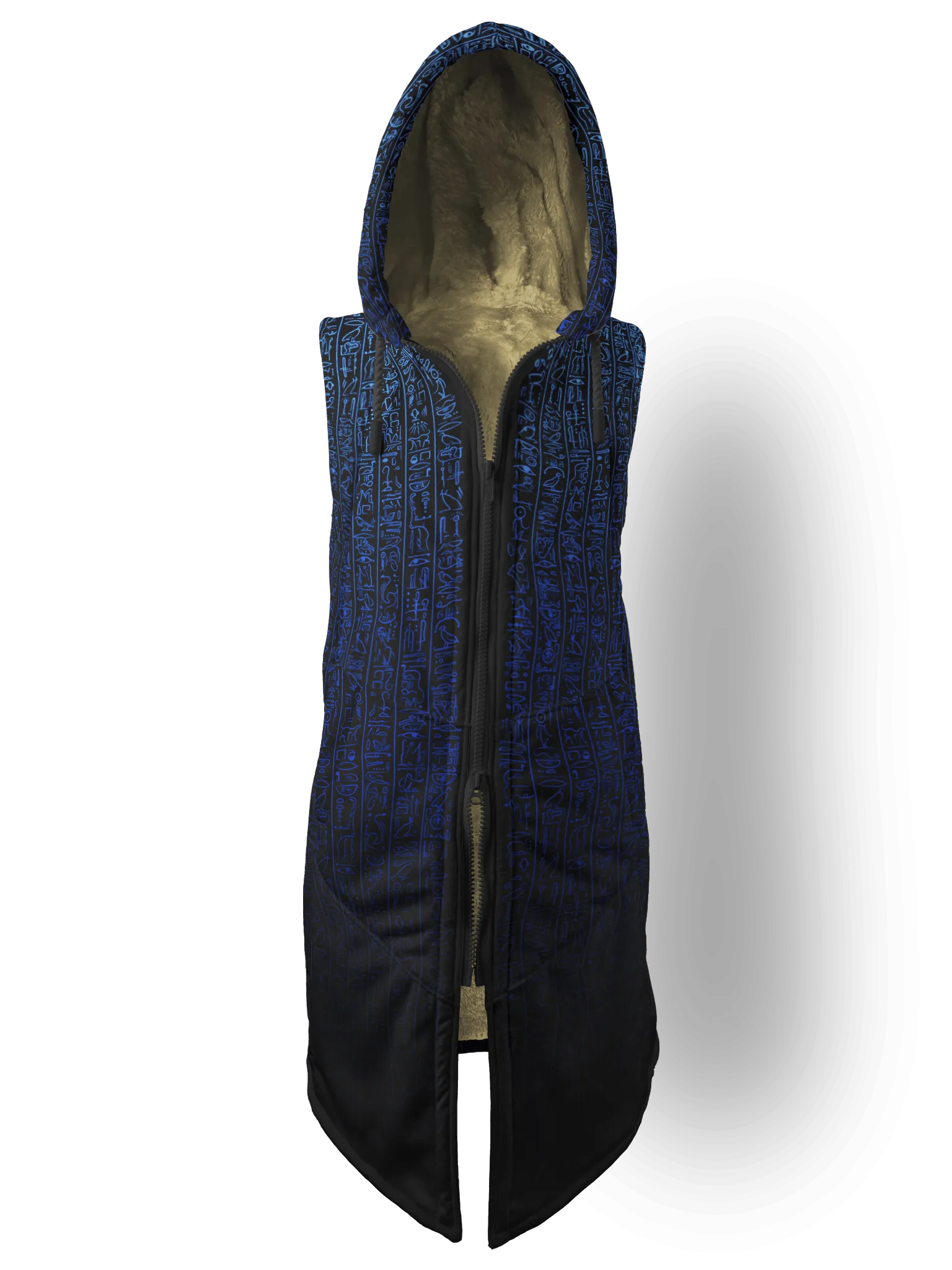 Egyptian Glyphs (Blue) Cyber Hooder Cloak