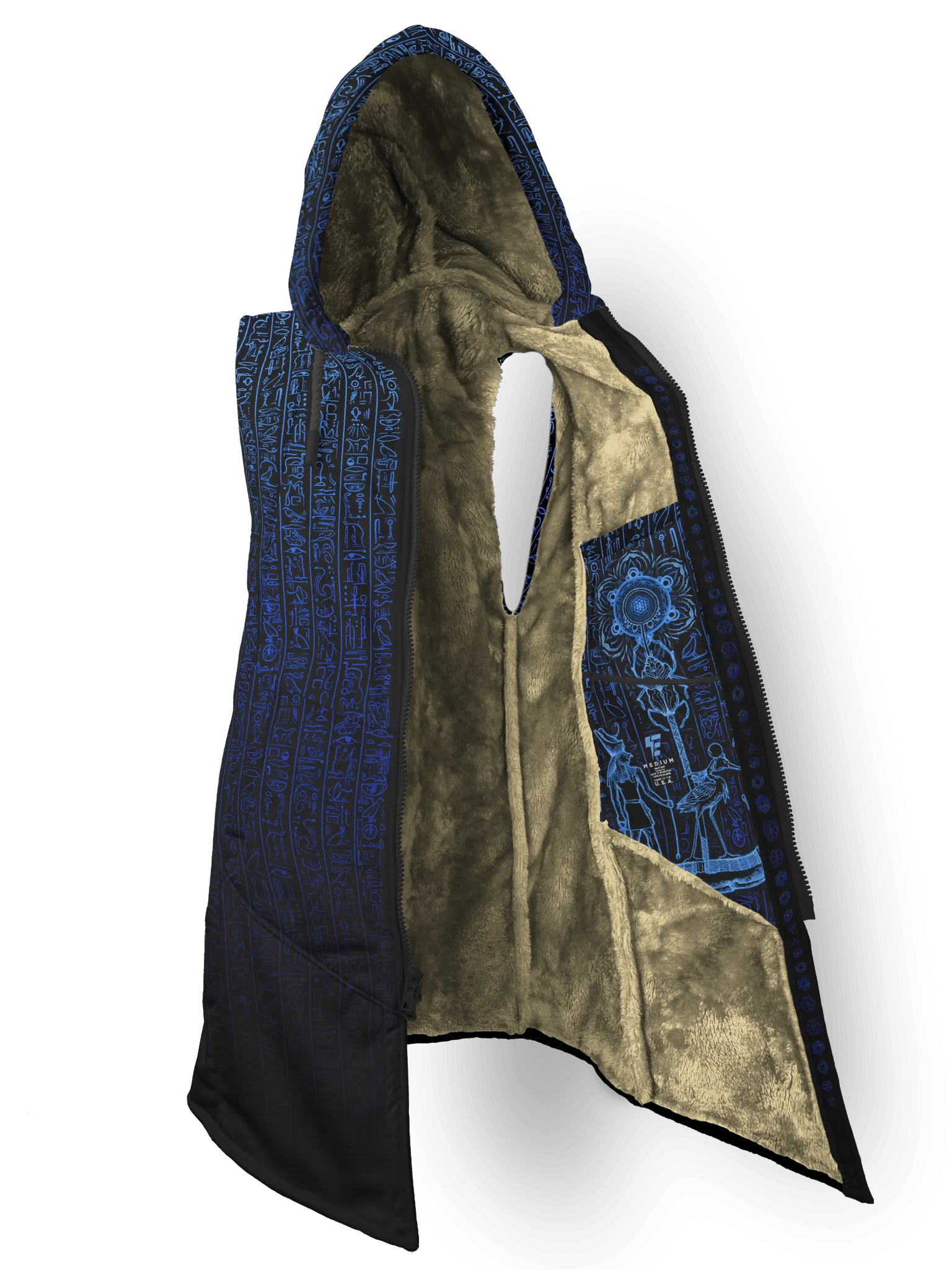 Egyptian Glyphs (Blue) Cyber Hooder Cloak