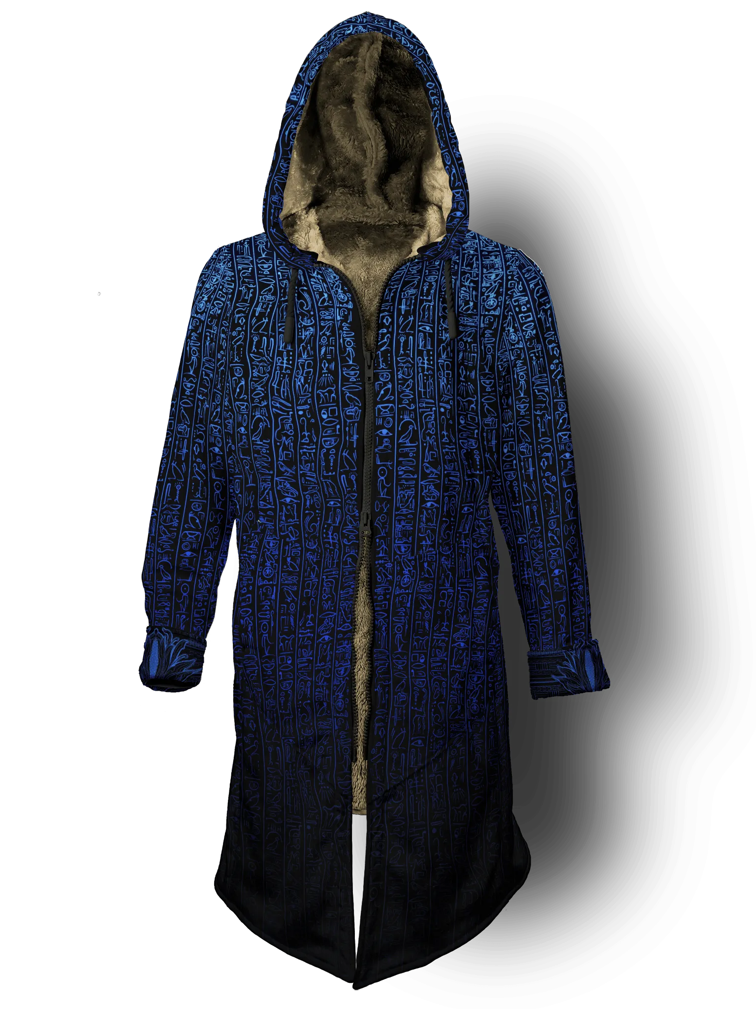 Egyptian Glyphs (Blue) Cyber Hooder Cloak