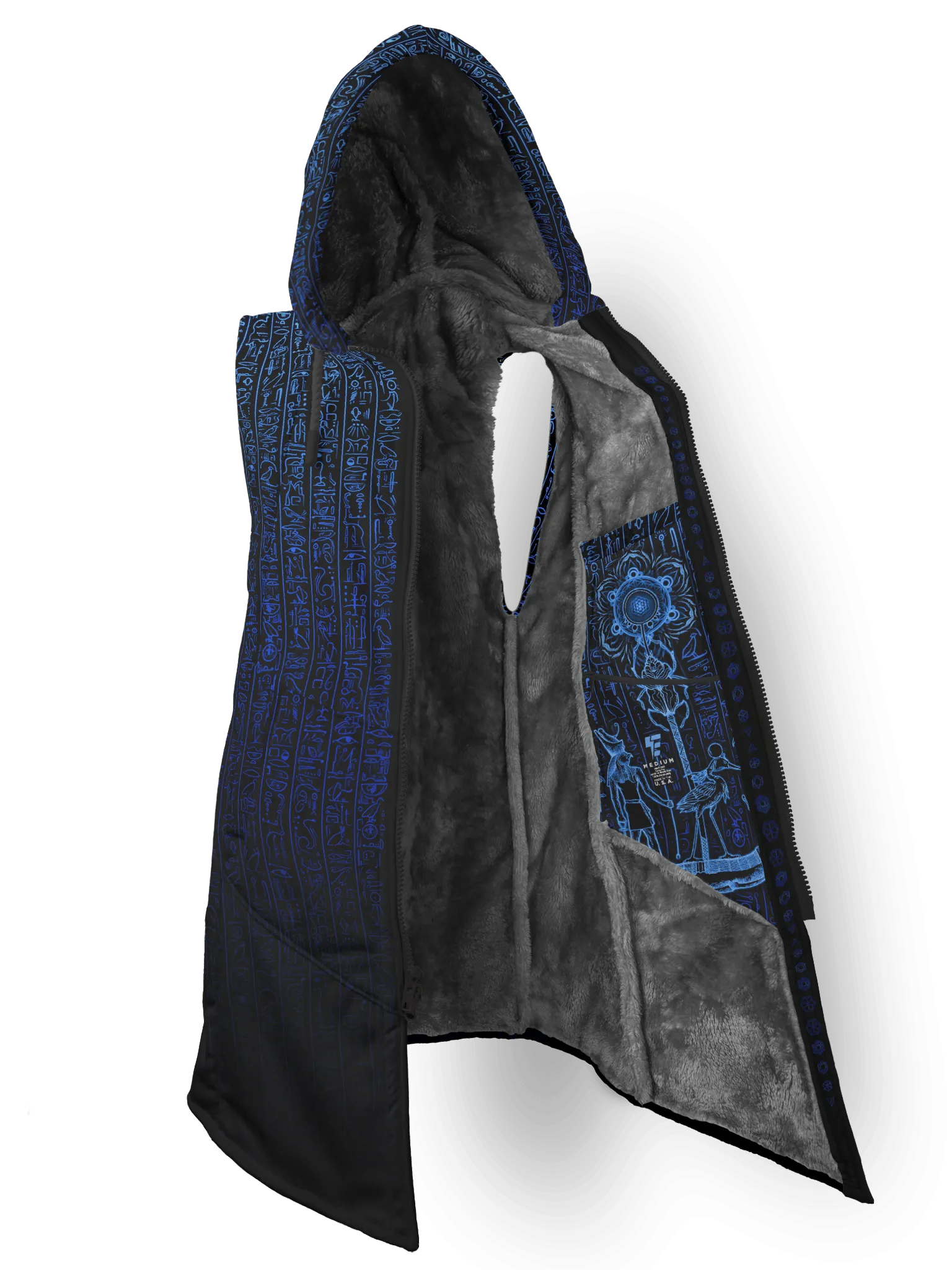 Egyptian Glyphs (Blue) Cyber Hooder Cloak