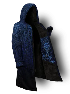 Egyptian Glyphs (Blue) Cyber Hooder Cloak