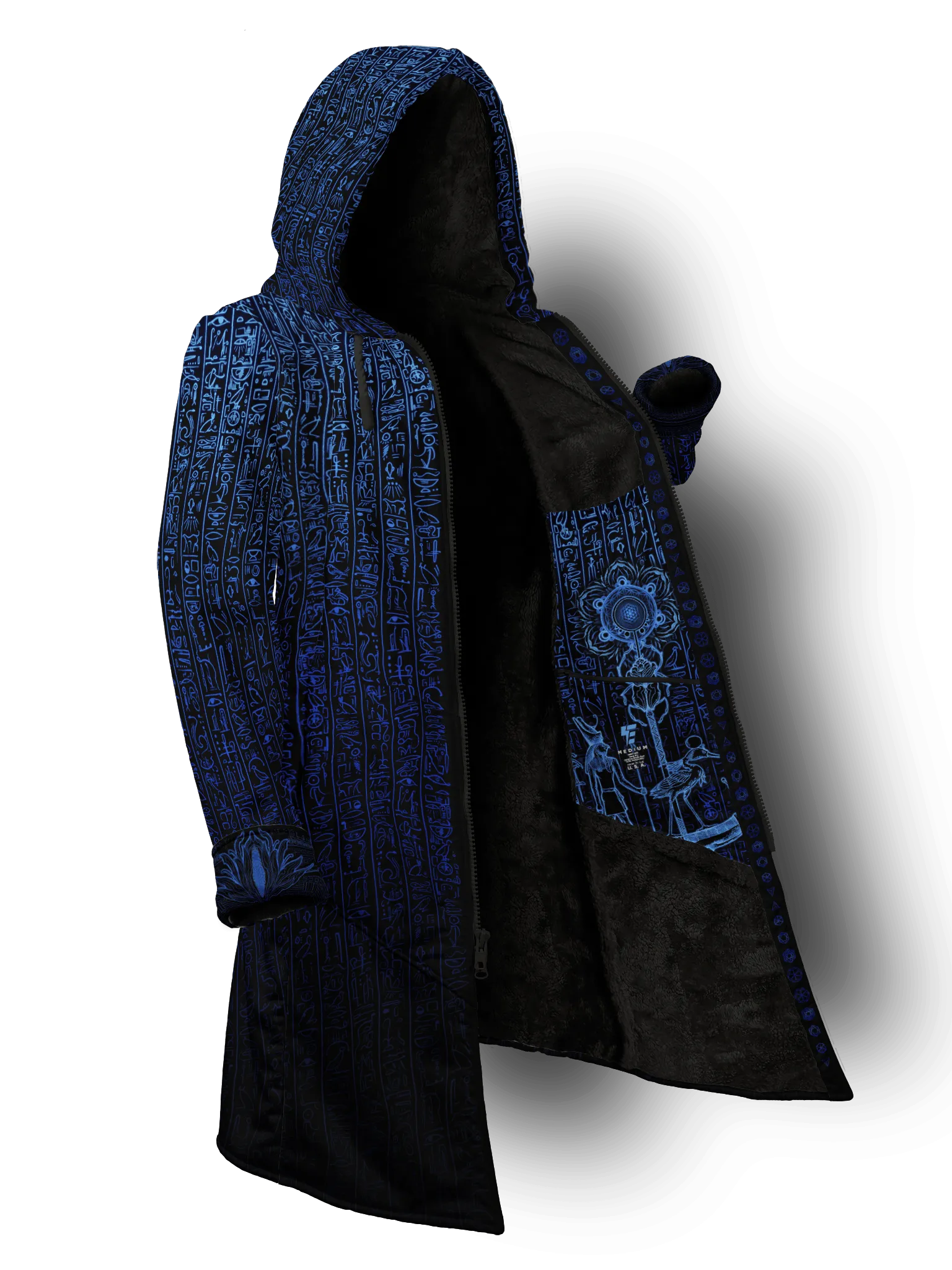 Egyptian Glyphs (Blue) Cyber Hooder Cloak