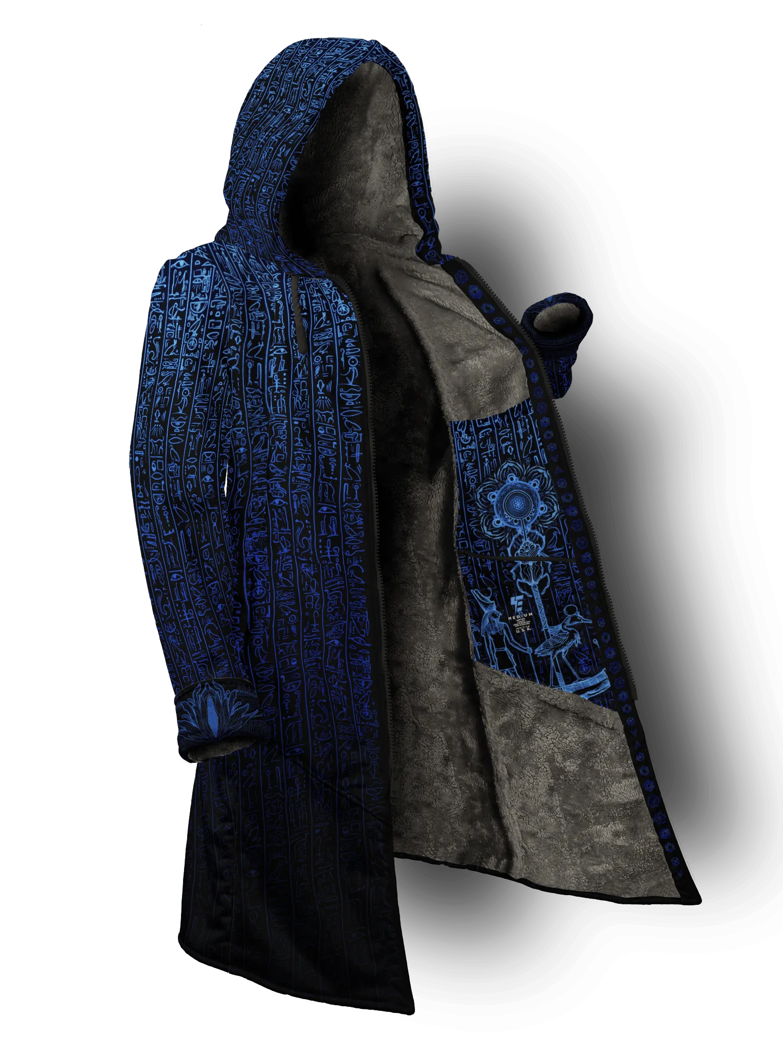 Egyptian Glyphs (Blue) Cyber Hooder Cloak