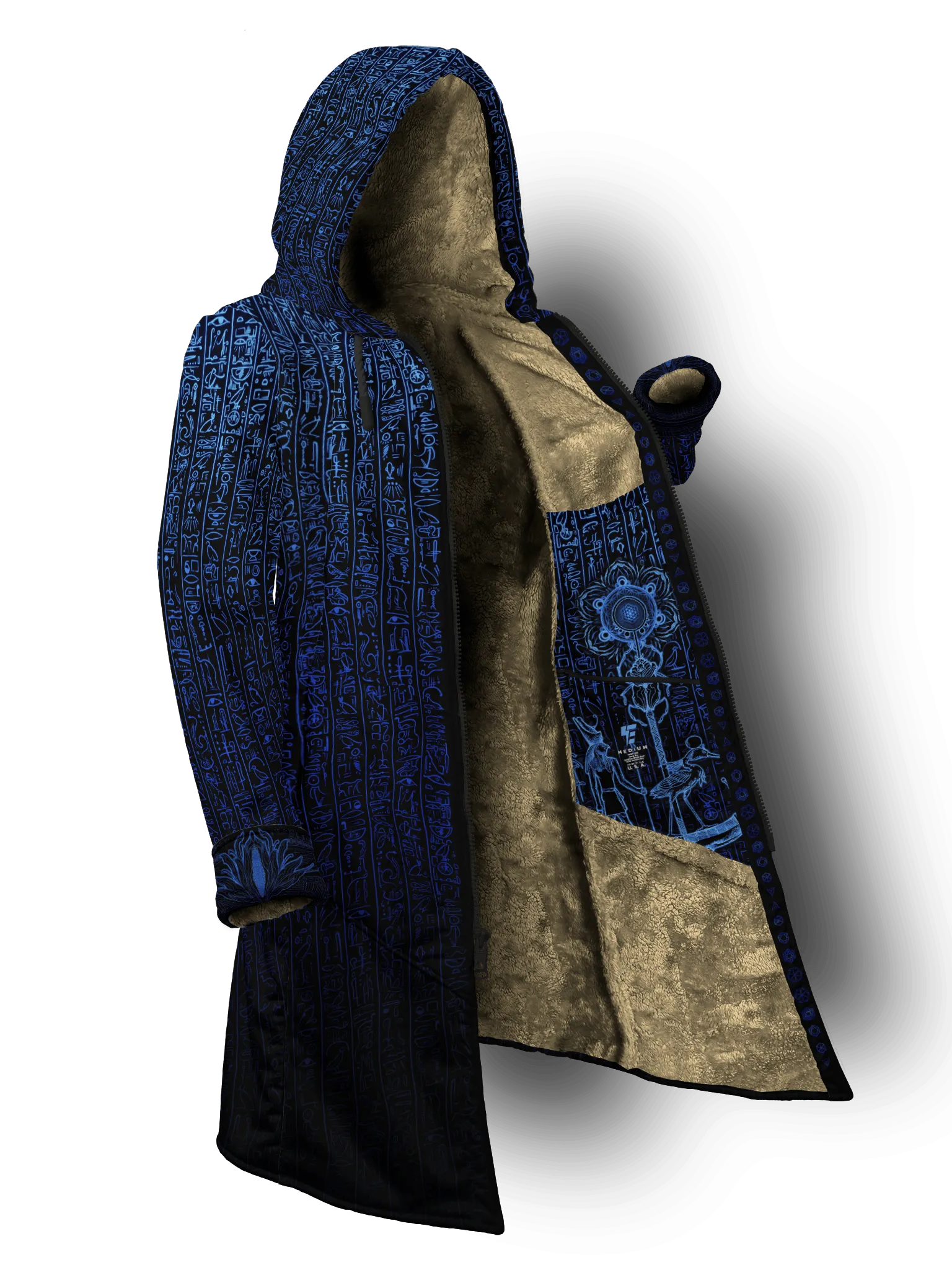 Egyptian Glyphs (Blue) Cyber Hooder Cloak