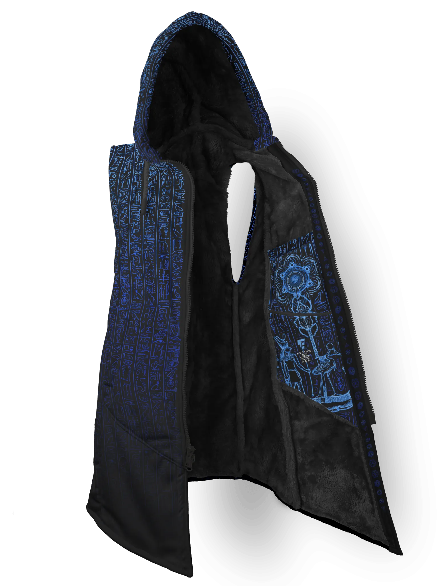 Egyptian Glyphs (Blue) Cyber Hooder Cloak