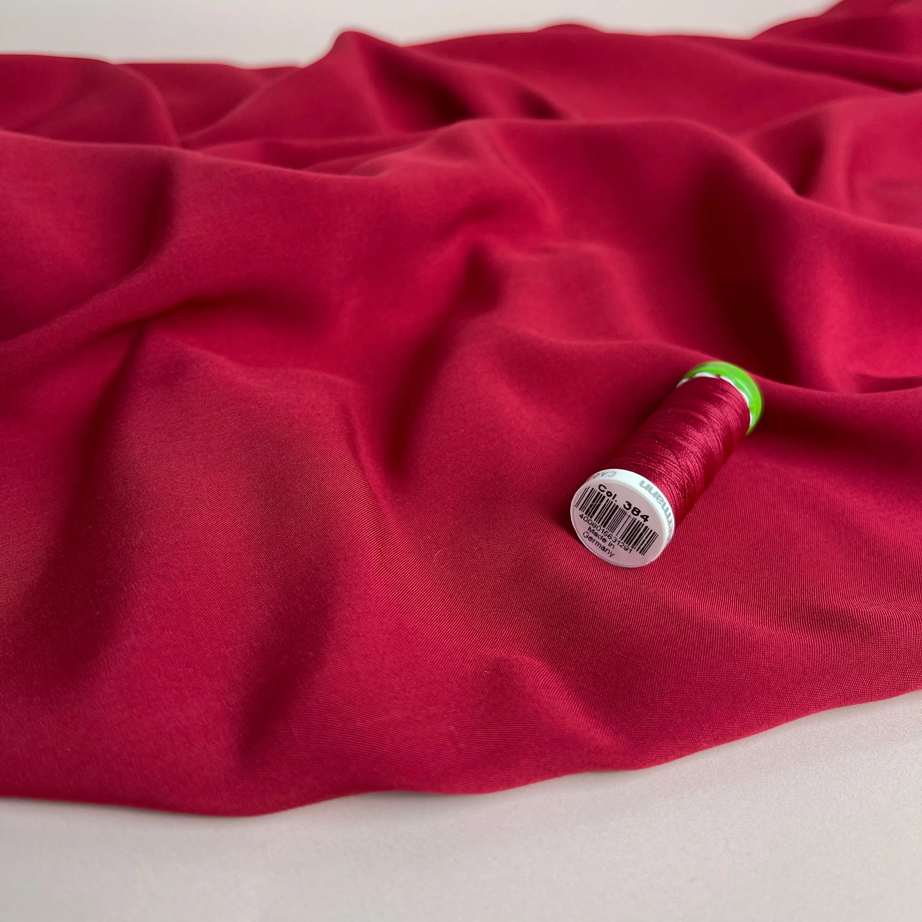 Elegance Red Plain Viscose Poplin Fabric