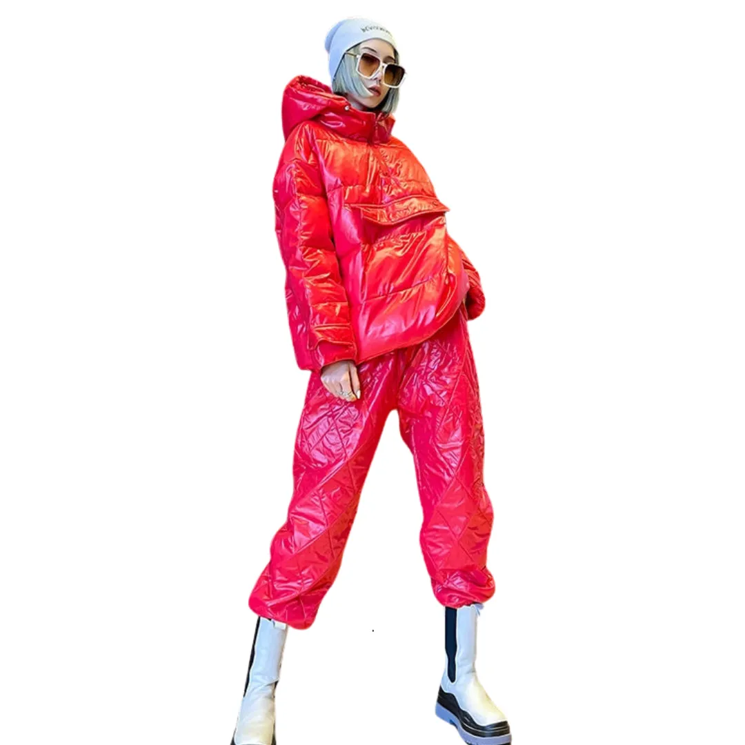 Glossy Puffer Pant Set