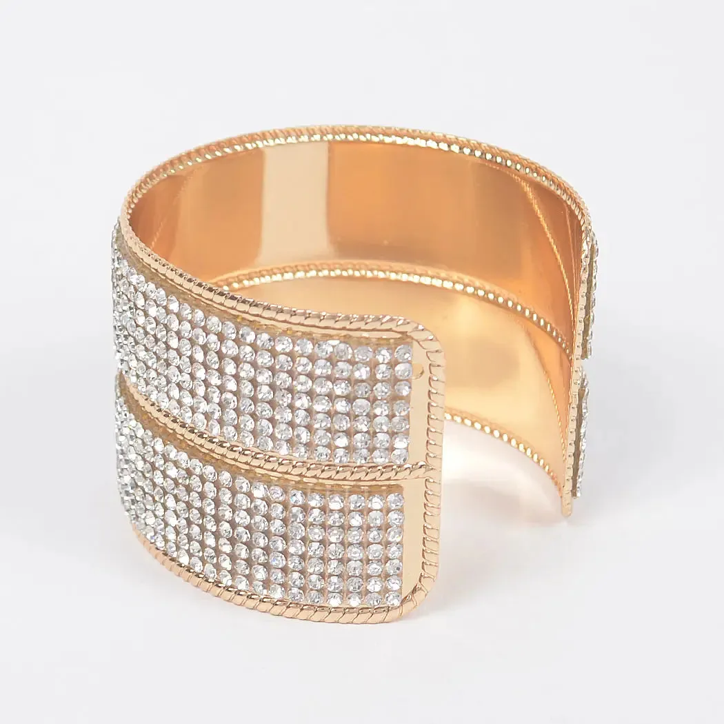 Gold Rhinestones Metal Cuff