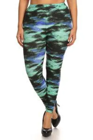 Green Galaxy OS Yoga waist Leggings