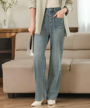 high waist semiwide denim