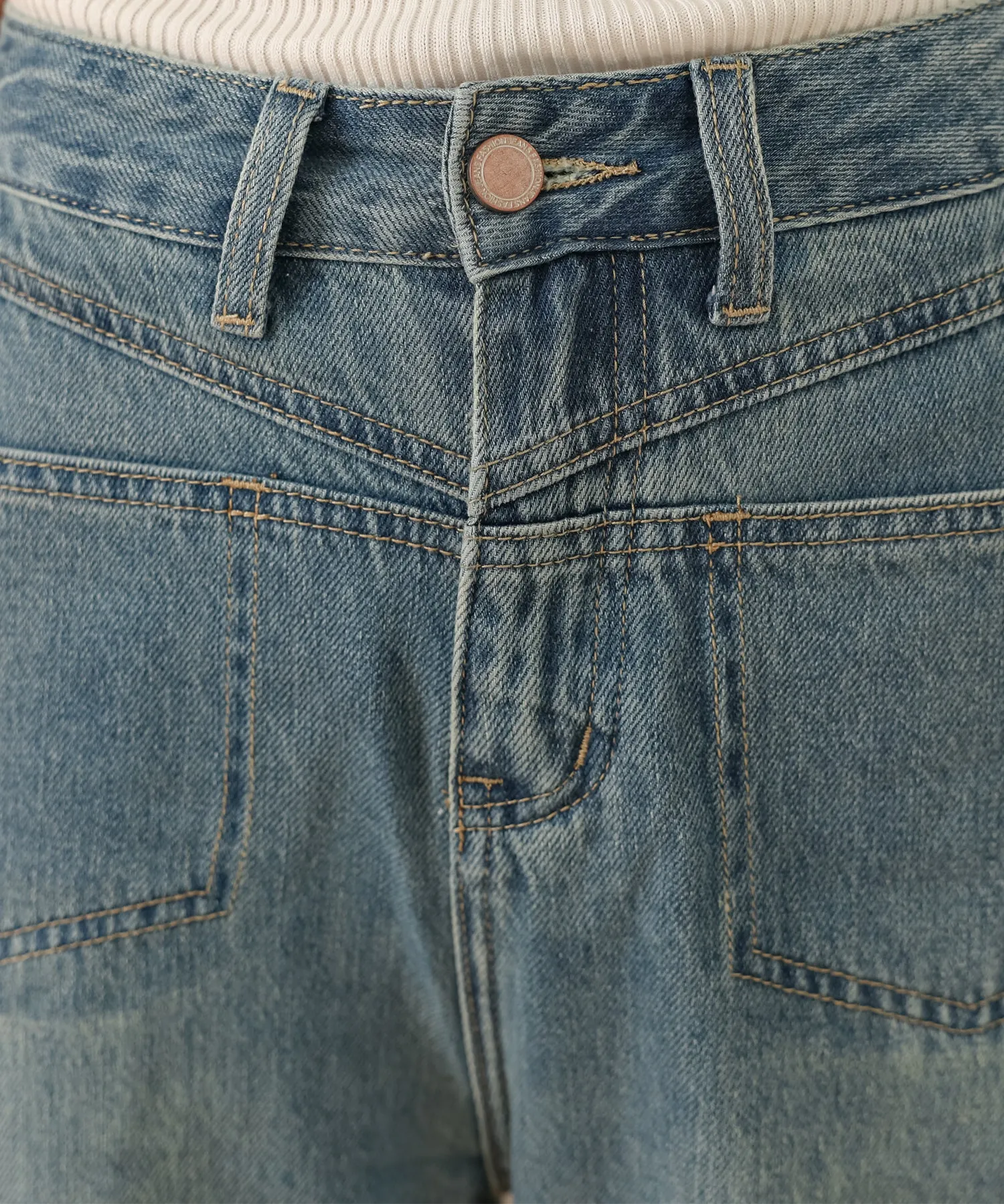 high waist semiwide denim