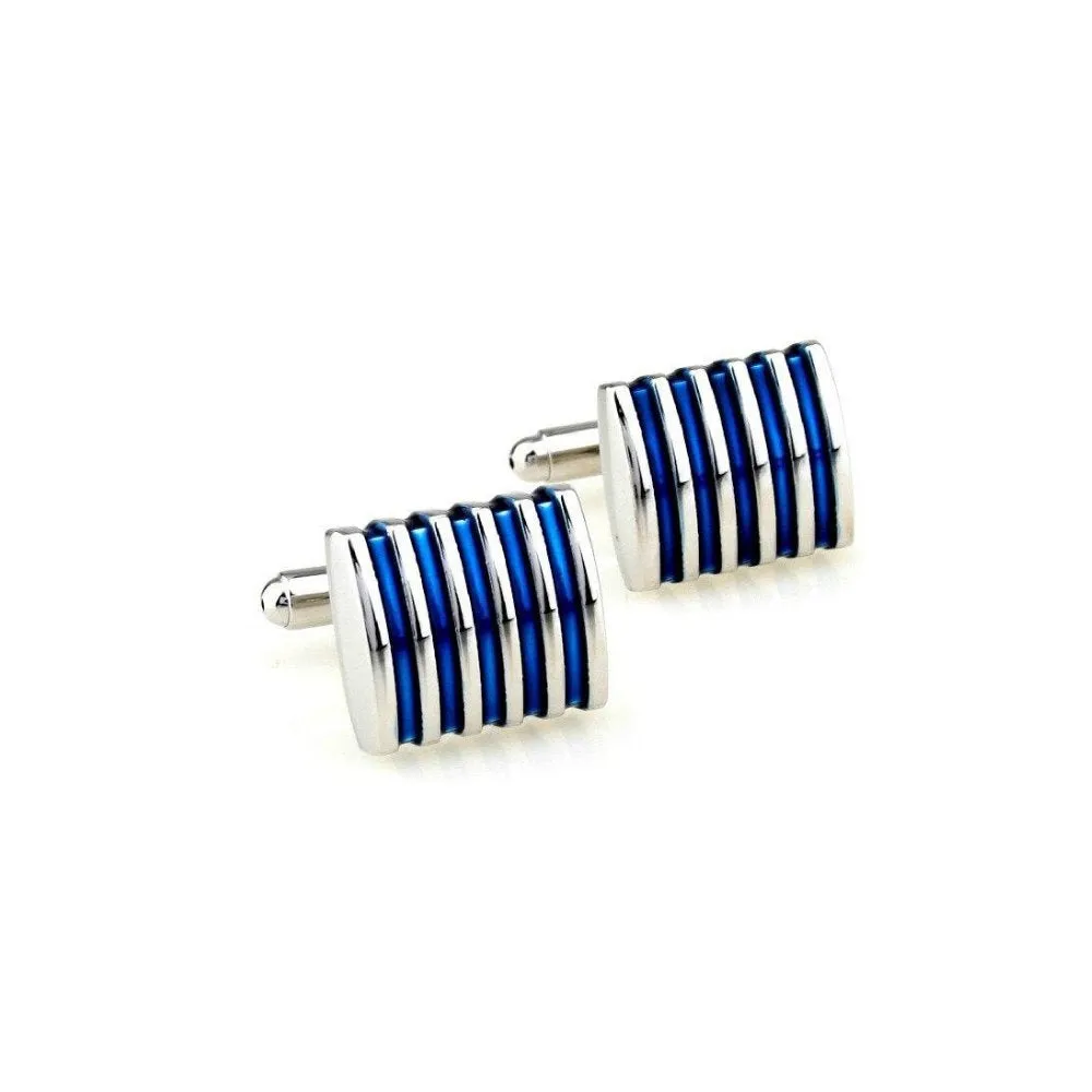 Jacque Silver-Tone Vertical Stripe Cufflinks