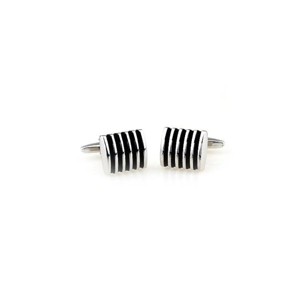 Jacque Silver-Tone Vertical Stripe Cufflinks