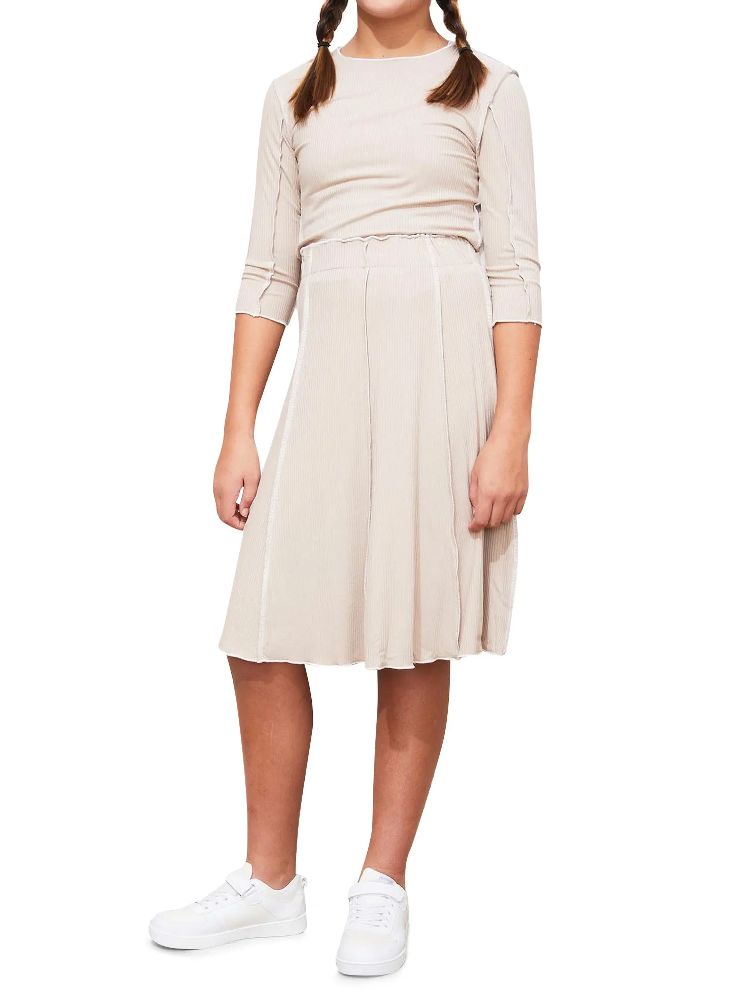 Jay Basics Blakely Ribbed Panel Skirt