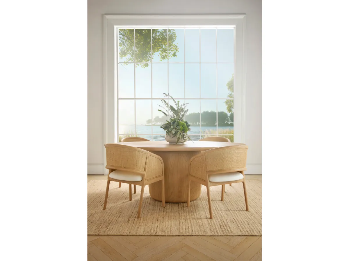 JoJo Fletcher Pauline Oak & Natural Cane Barrel Dining Chair